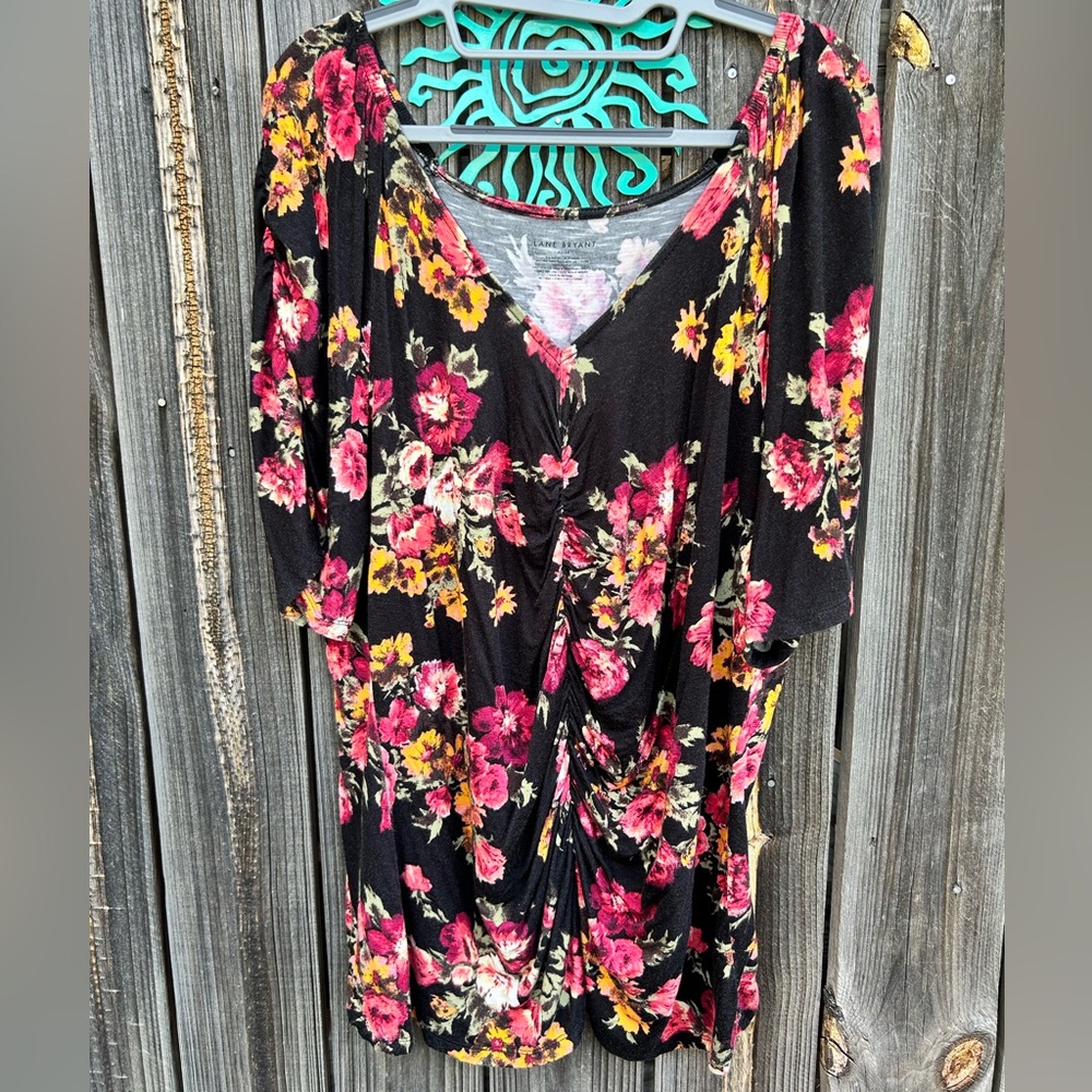 Lane Bryant Floral Ruched Blouse